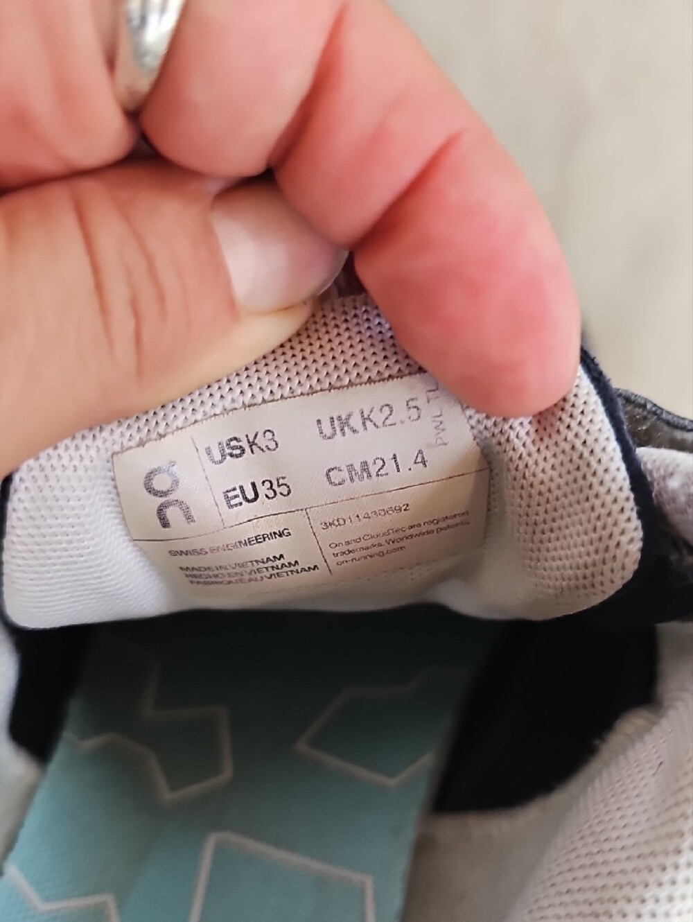 On Running Kid's Athletic Shoes in Navy with Cream Sole - Picture 7 of 7
